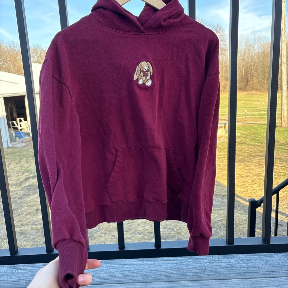 Aeropostale Burgundy Hoodie with Bunny Patch